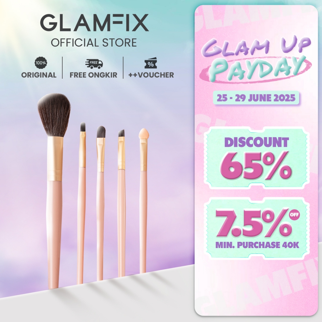 Jual GLAMFIX Excellent Brush Set Rose Blossom Make Up Brush Set Kuas ...