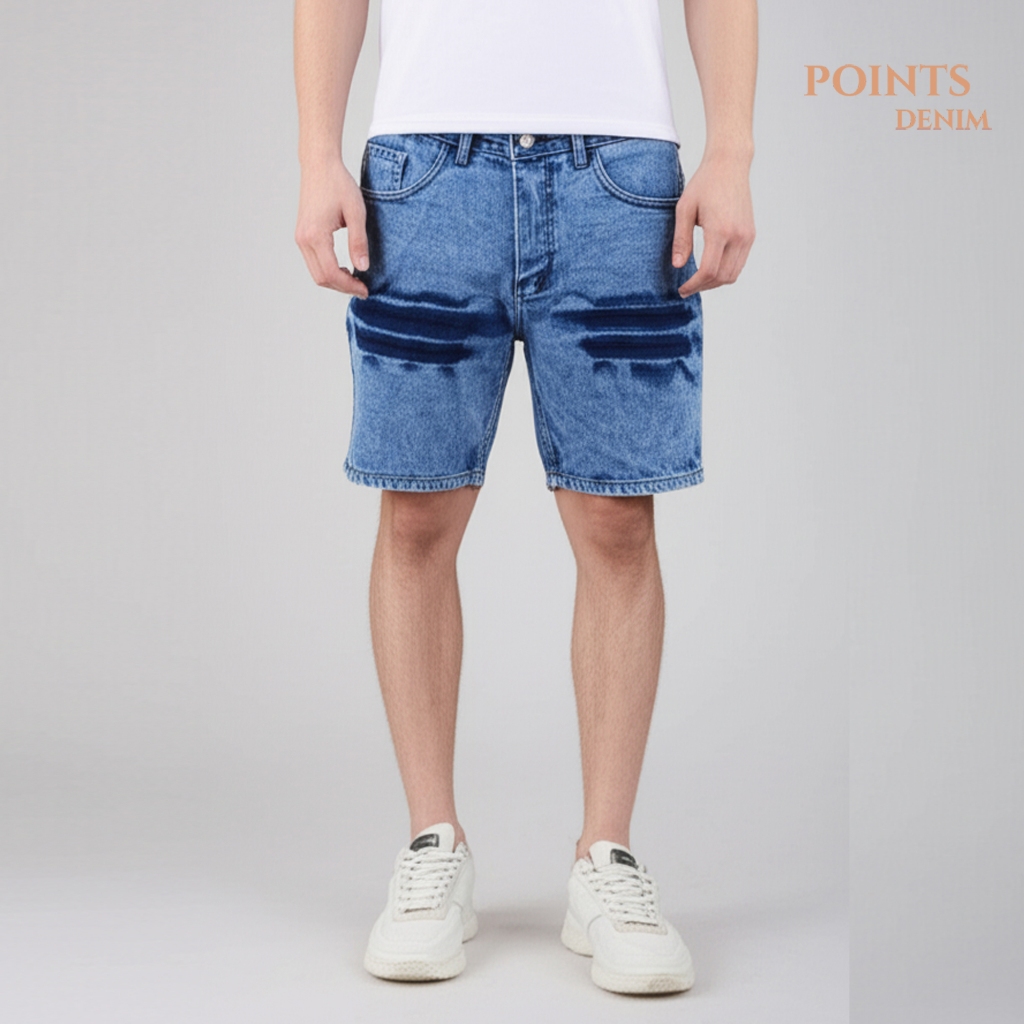 Jual Points Denim - Celana Pendek Jeans Ringkel Pria Denim Washed Tebal ...