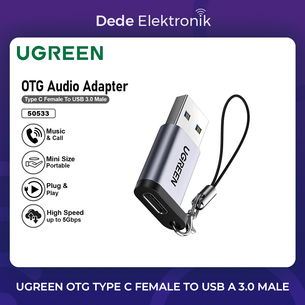 Jual Ugreen OTG Adapter USB Type C Female To USB A 3.0 Male Max 5Gbps ...