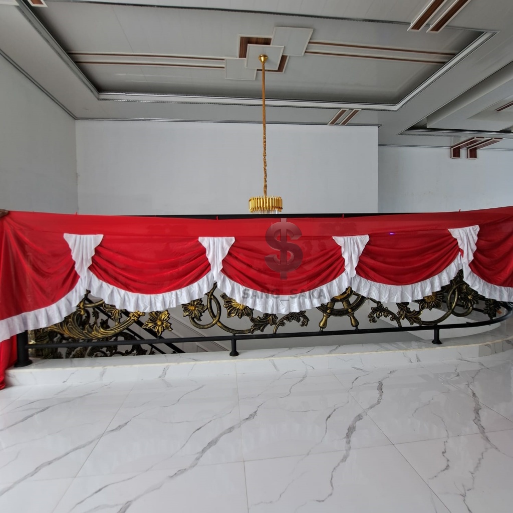 Jual BENDERA BACKGROUND RUMBAI MODEL PANGGUNG LIDAH 8 METER MERAH PUTIH ...