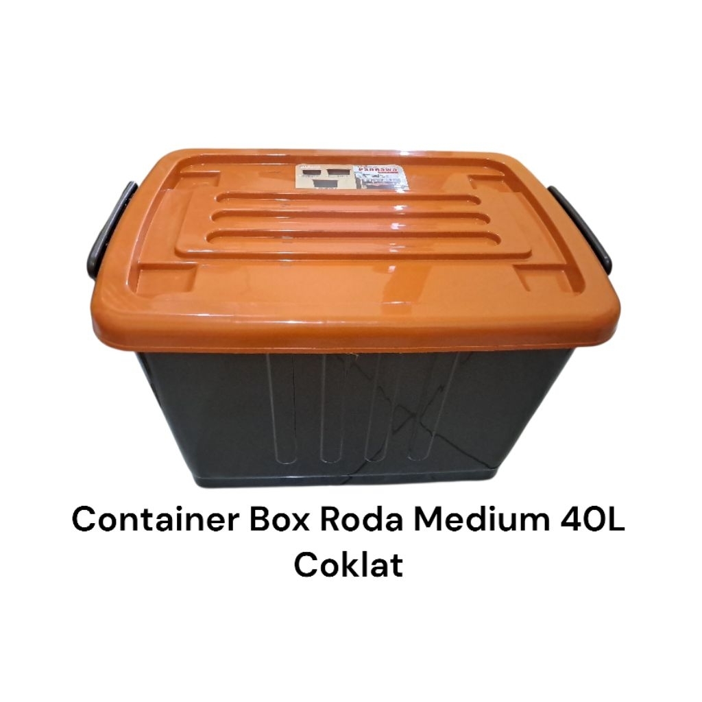 Jual Container Box Roda Medium 40L Coklat | Shopee Indonesia