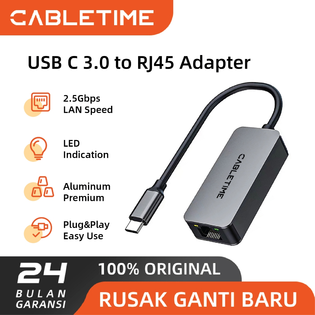 Jual CABLETIME USB To LAN Ethernet RJ45 Adapter Network Card High Speed ...