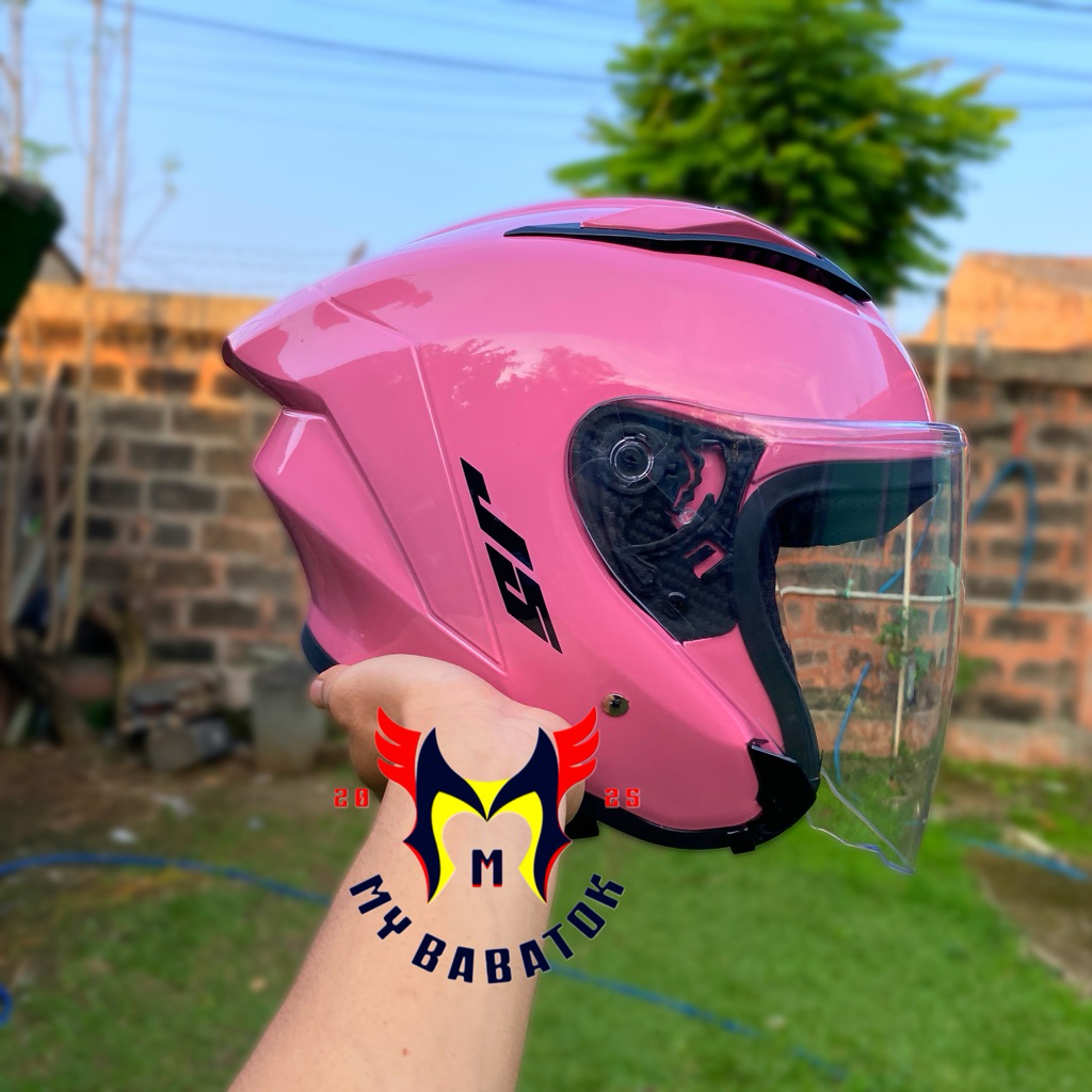 Jual HELM HALF FACE MLA J5 PINK HELM MLA J5 TERBARU SNI KACA CLEAR HELM ...