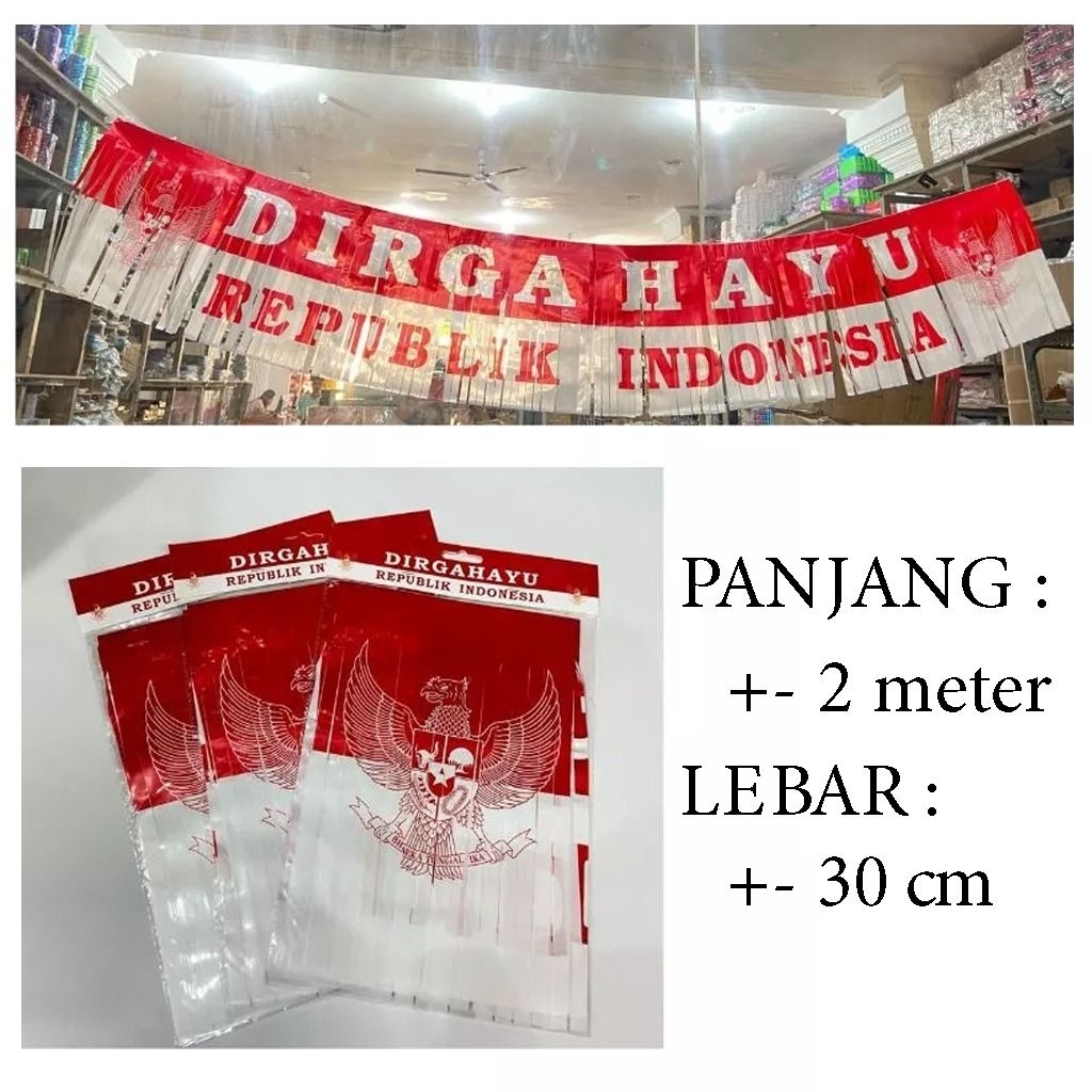 Jual Banner Foil Tirai Rumbai HUT RI 17 Agustusan Dekor Pintu Dirgahayu ...