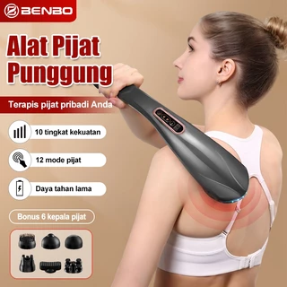 BENBO Tongkat Pijat Multifungsi/Pemijat Lumba-lumba/Alat Pijat Punggung Elektrik/Pemijat Bahu & Leher/Bonus 6 kepala pijat
