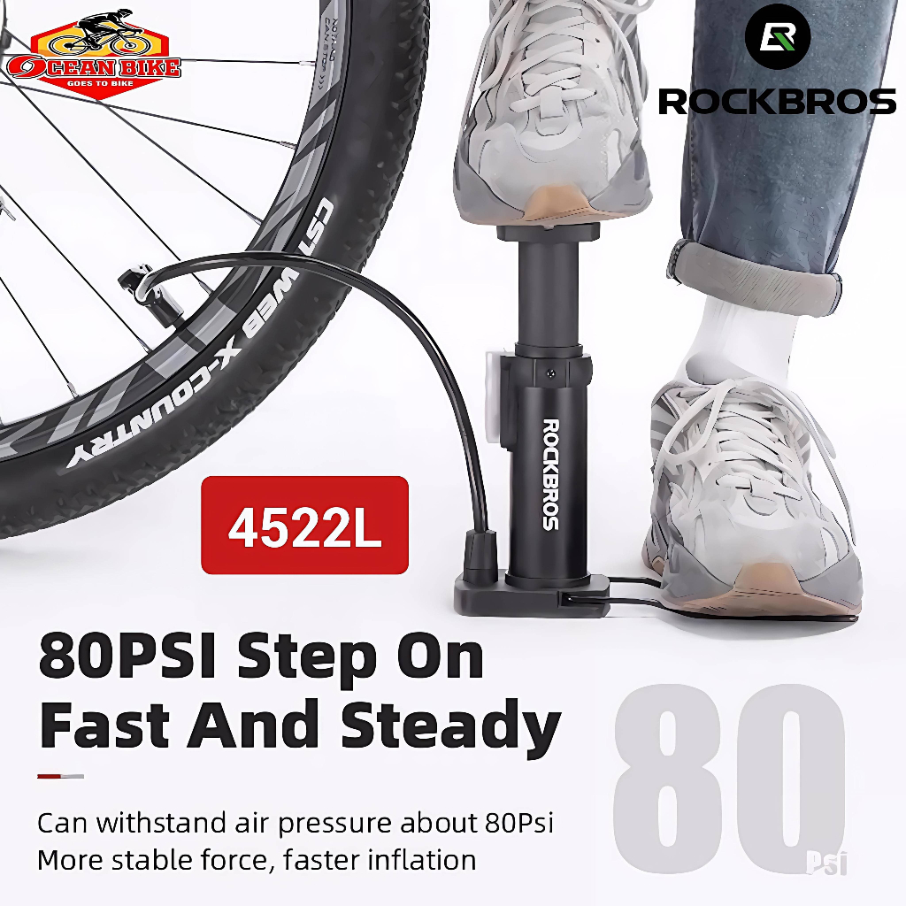 Pompa per bicicletta ROCKBROS 120PSI pompa ad aria portatile Presta Schrader pompa a mano ultraleggera con manometro gonfiatore per bici da strada MTB  18