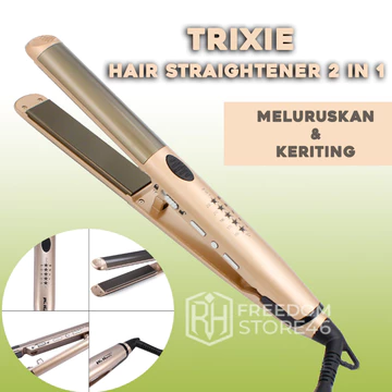 Catokan Keramik TRIXIE ION Negatif Tourmaline 2 IN 1 Pelurus Rambut Salon Professional