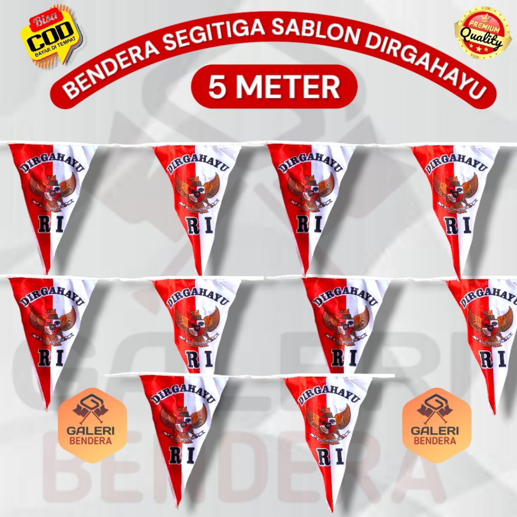 bendera segitiga merah putih sablon dirgahayu aksesoris 17 Agustus karnaval