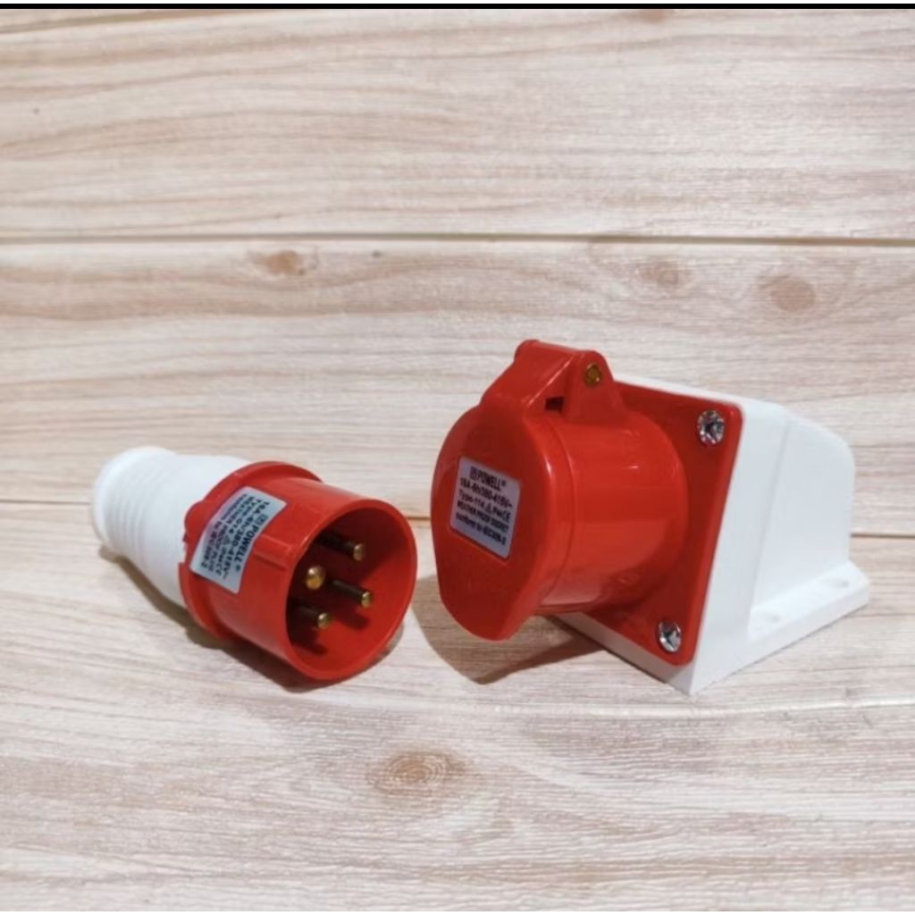 Jual Industrial Plug Mounting Male + Wall Socket /Dinding 16a 4 Pole ...