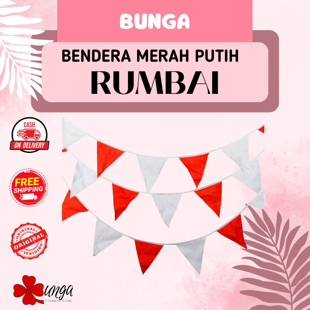 Jual BUNGA - Bendera Merah Putih Rumbai Segitiga / Bendera Merah Putih ...