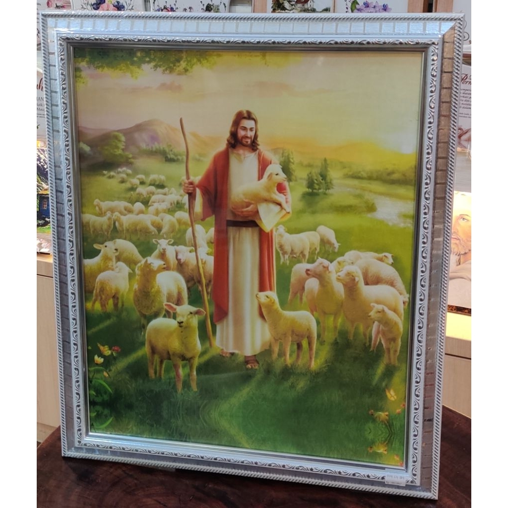 Jual PAJANGAN BINGKAI ROHANI GAMBAR TUHAN YESUS DAN KAWANAN DOMBA ...