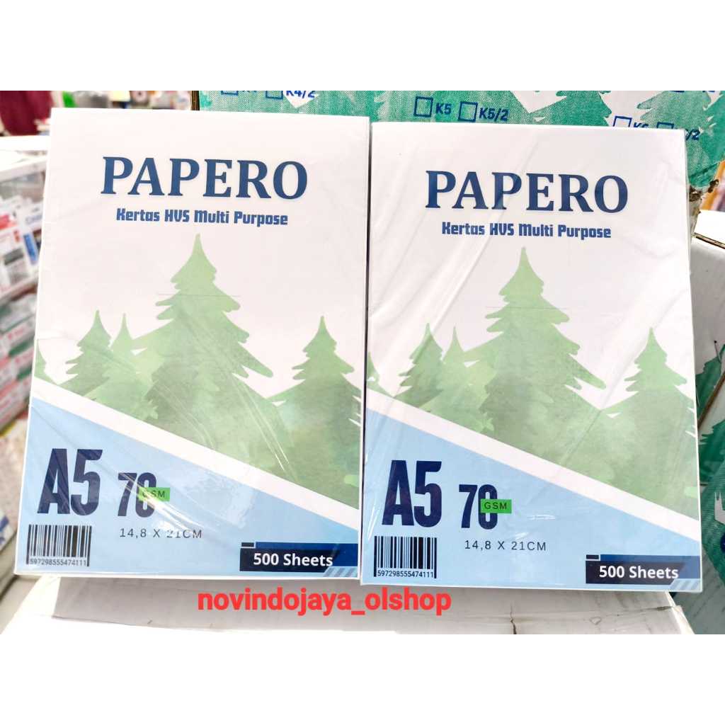 Jual KERTAS HVS A5 70GR KERTAS HVS PUTIH PAPERO ISI 500 LEMBAR /RIM ...