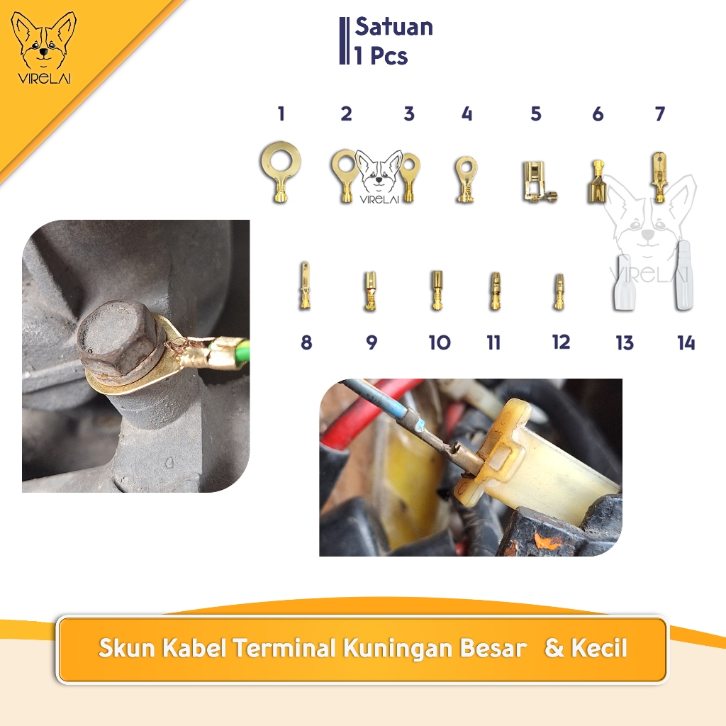 [5 Pcs] Skun Kabel Terminal Kuningan Besar Kecil