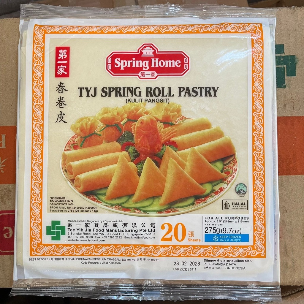 Jual TYJ Spring Roll Pasrty 8,5inch isi 20sheet (275gr) - Kulit Pangsit ...