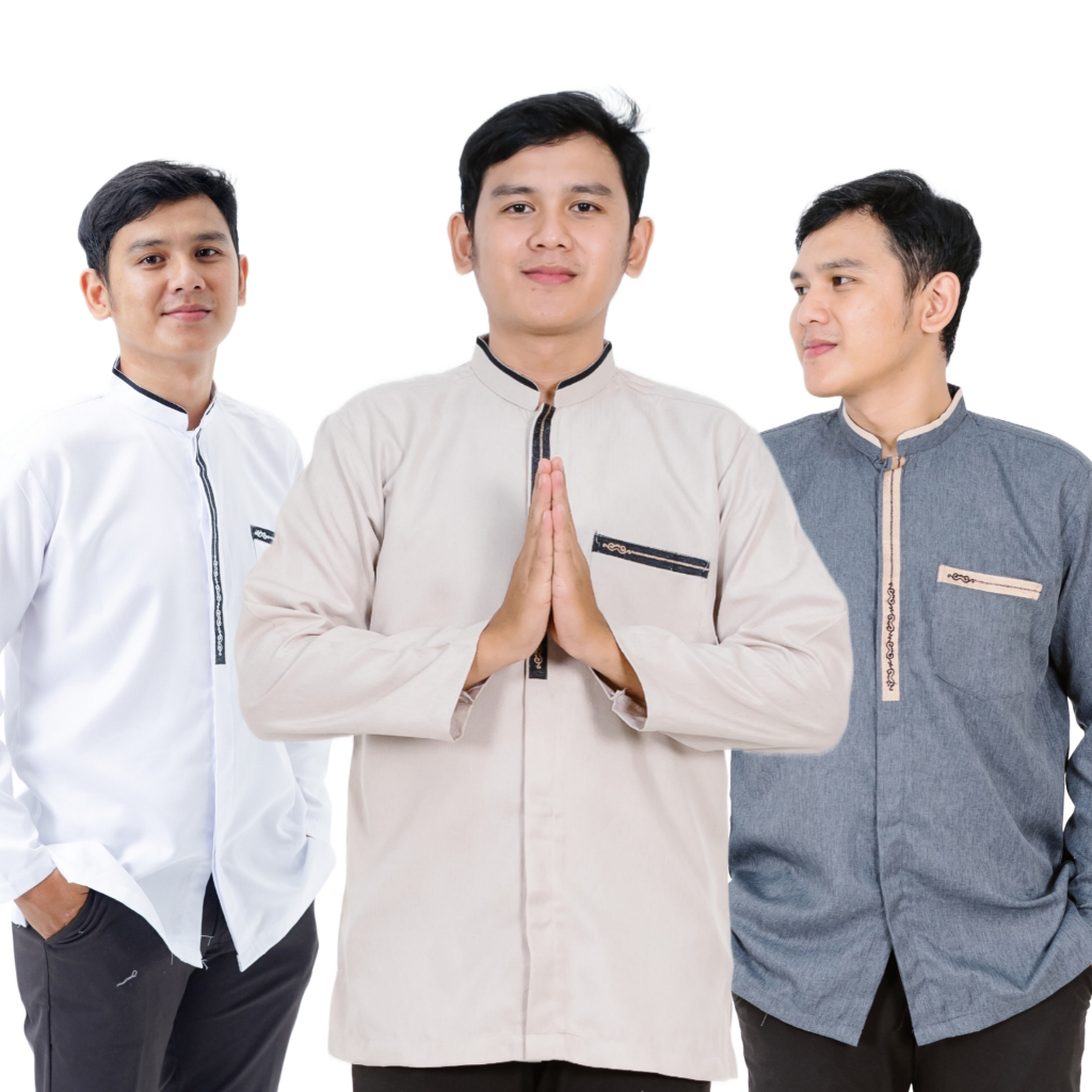 AKAALFATAIH BAJU KOKO LENGAN PANJANG BORDIR KATUN MADINA KOKO PRIA DEWASA