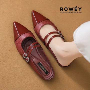 Rowey Sepatu Flat Shoes Wanita Korea Mewah Delima