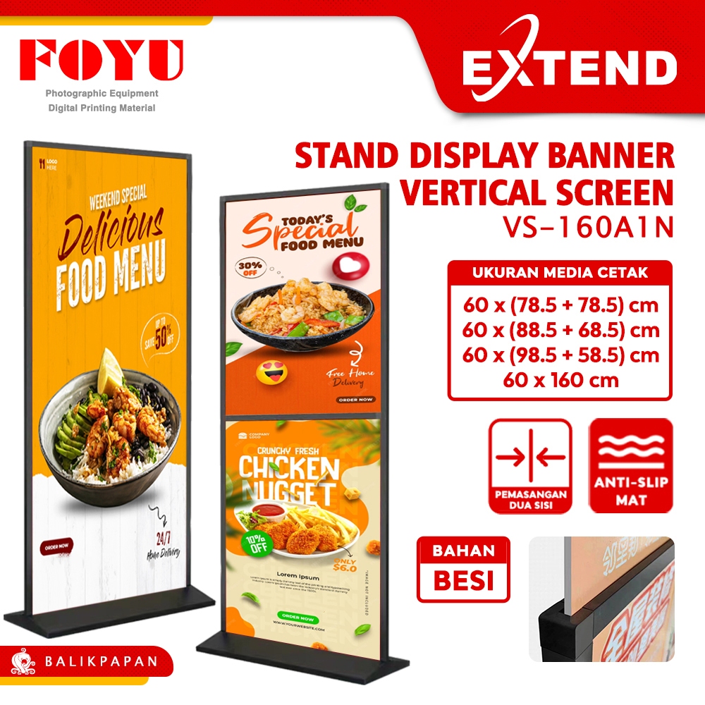 Jual Extend VS-160A1N Stand Display Banner Poster Menu Promosi 60x160cm ...