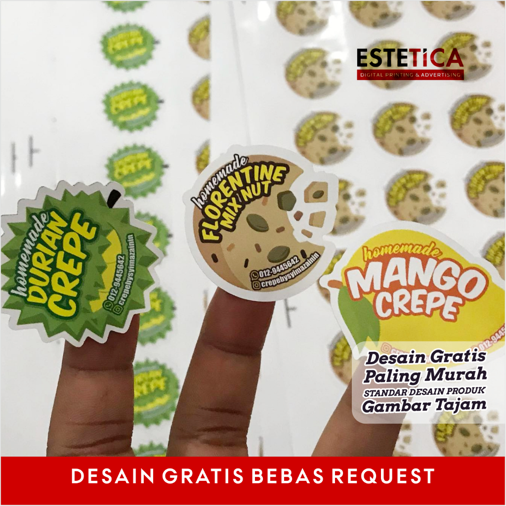 Jual cetak stiker sticker makanan, cetak sticker kue kering, cetak ...