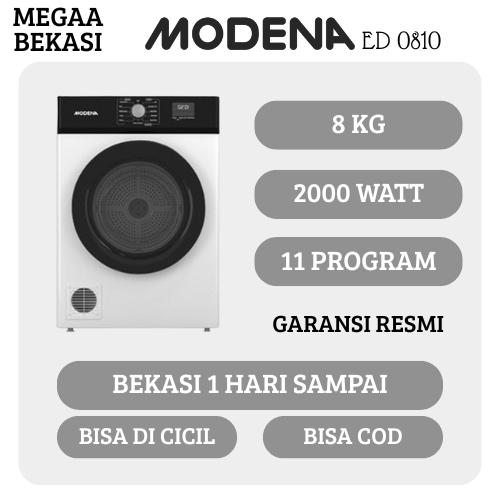 Jual MODENA DRYER MESIN CUCI PENGERING FRONT LOADING 8 KG ED 0810 ...