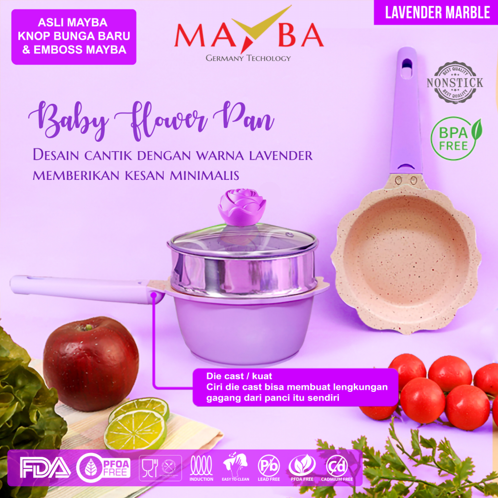 Jual MAYBA Panci Bayi LAVENDER Cookware set mpasi baby susu fry pan ...