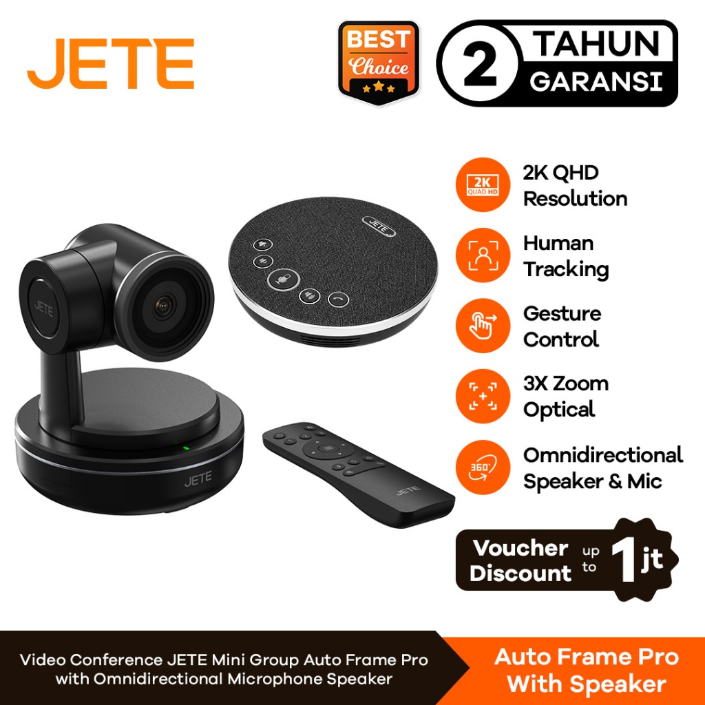 Jual JETE Mini Group Auto Frame Pro, Webcam PTZ 2K Video Conference ...