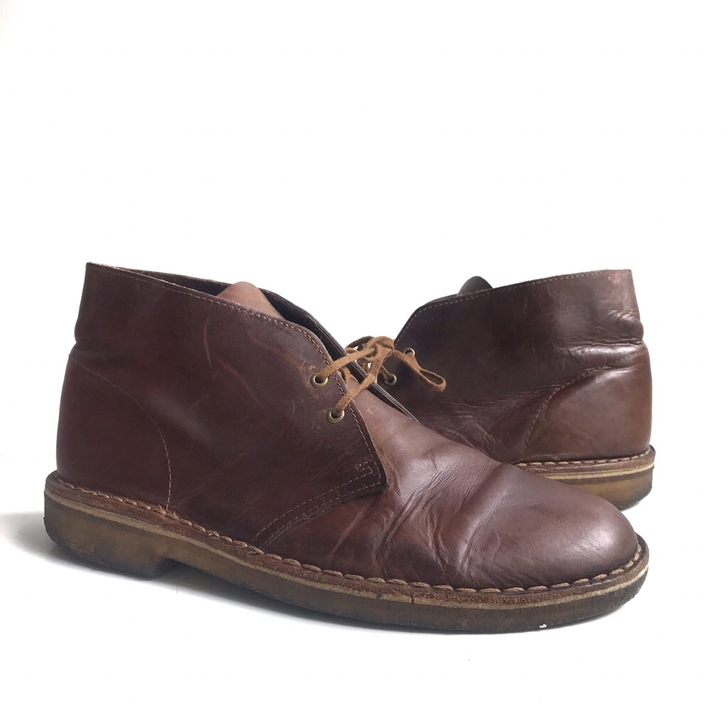 Jual Vintage Clarks Dessert Boots Brown crazy horse leather Size 9uk 43 ...