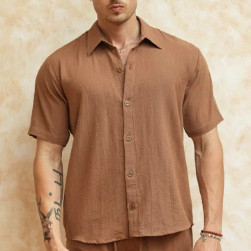 BEACHWELL Kemeja Pria Linen Katun Polos Premium Lengan Pendek Canggu Series All Varian