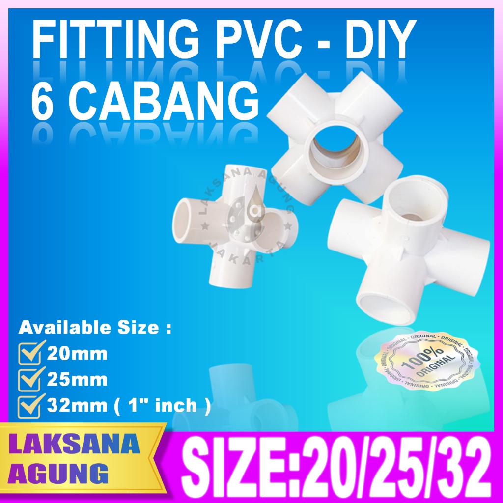 Jual 6 WAY Sambungan Fitting pipa Pvc 20mm, 25mm ,1 inch, 6 Arah ...