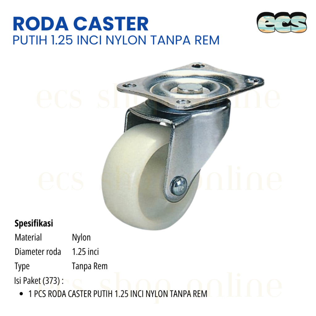 Jual RODA CASTER PUTIH 1.25 INCI NYLON TANPA REM ETALASE | Shopee Indonesia