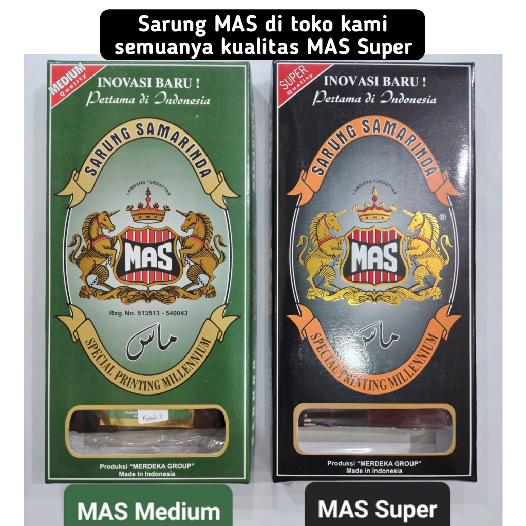 Sarung MAS Samarinda Kualitas Super Quality Kardus Hitam Adem Klunyur Licin Salur Bisa Seragaman