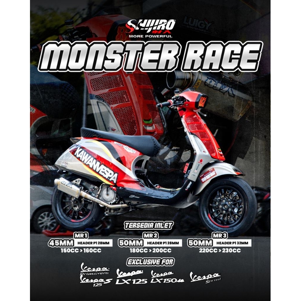 Jual Knalpot Shijiro Racing Type MONSTER RACE for Vespa Matic Sprint ...