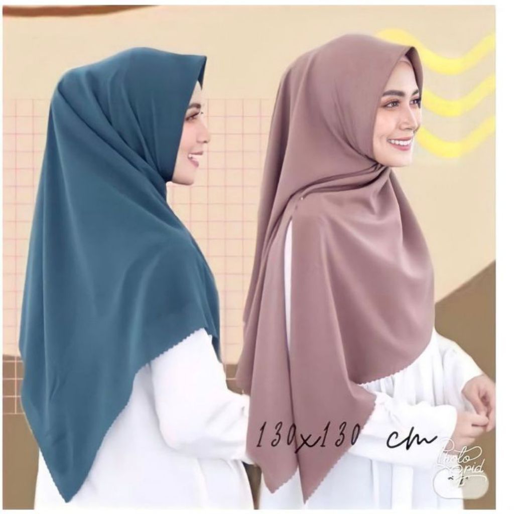 Hijab Segiempat Voal Premium Polos UK 130 x 130//TICC SCARF //Bisa Seragaman (COD)