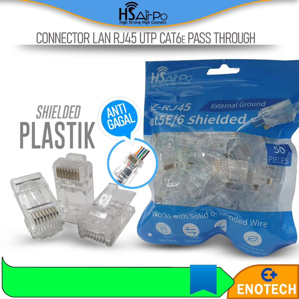 Jual HSAirPo Plastik EZ Connector RJ45 EZ Cat 6 Connector Anti Gagal ...