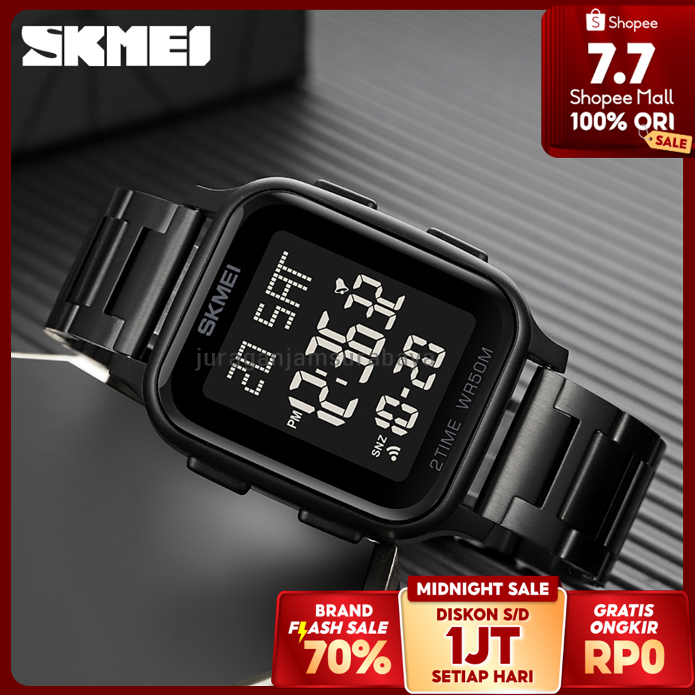 Jam Tangan Pria Fashion SKMEI 1859 Digital Stainless Steel Strap Tahan Air  Menyelam