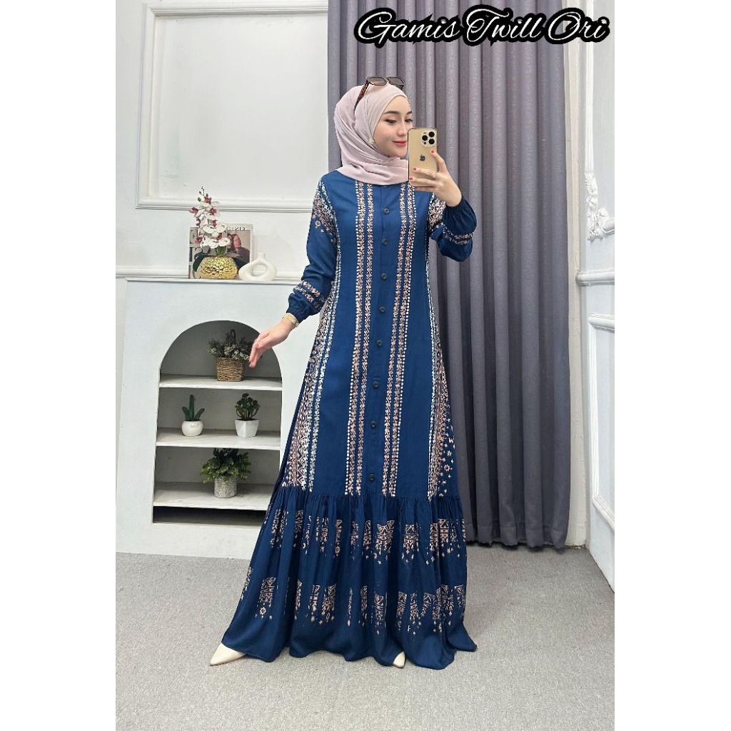 Jual Gamis Twill Original Kancing Depan Busui Model Rempel Bawah ...
