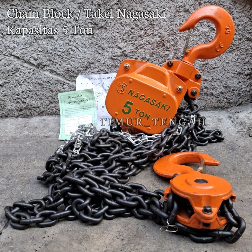 Jual Nagasaki Chain Block 5 Ton x 3 5 7 10 12 Meter Takel / Katrol ...