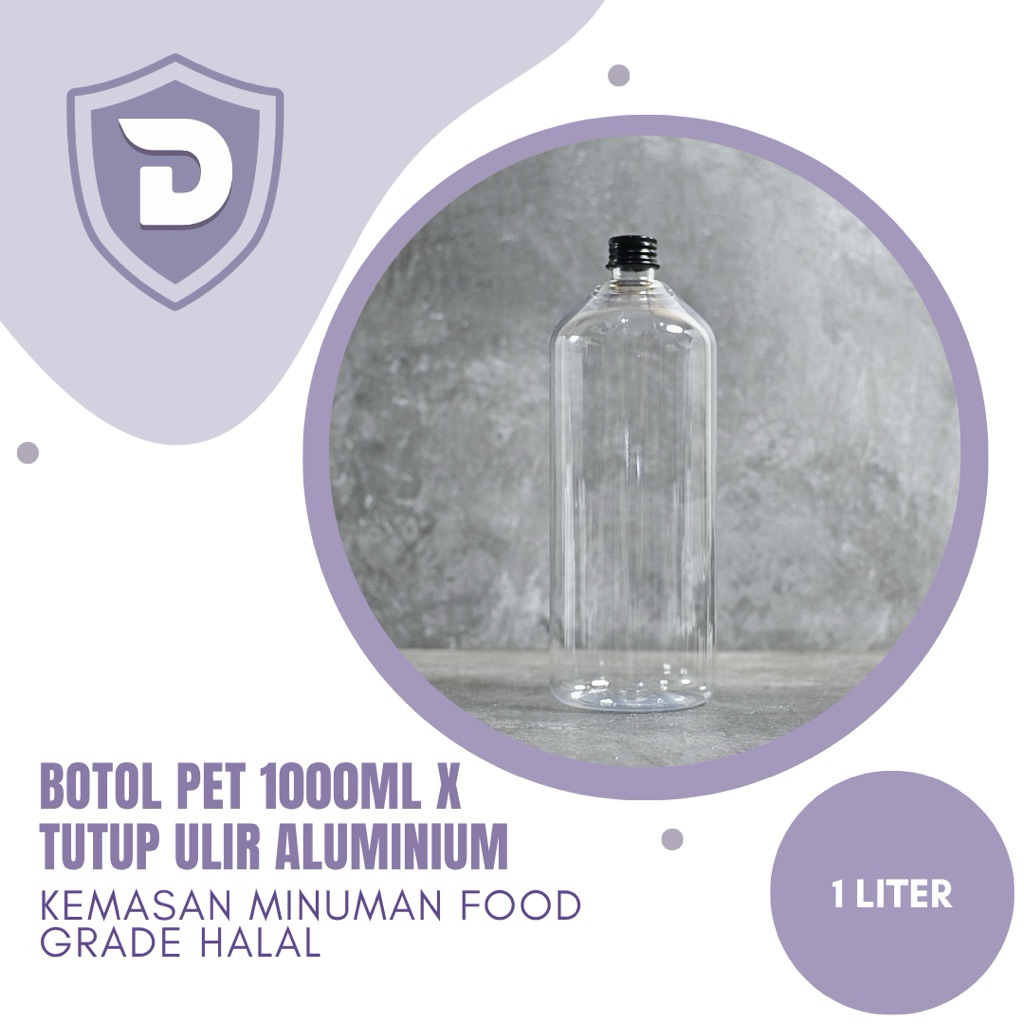 Jual Kemasan Minuman Food Grade Halal - Botol PET Boston 1 Liter Clear ...