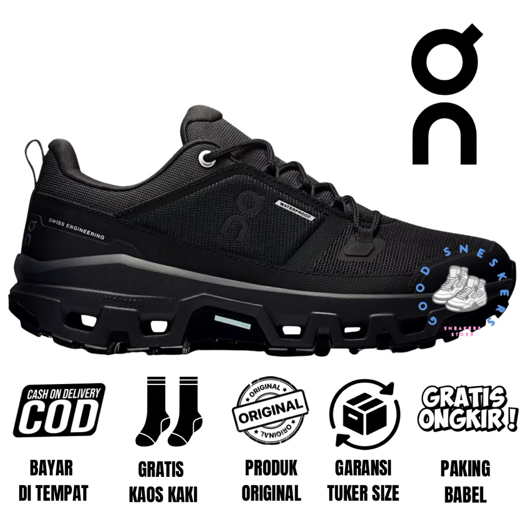 Jual Sepatu Trailrun Hiking On Cloudrock Waterproof Black Magnet ...