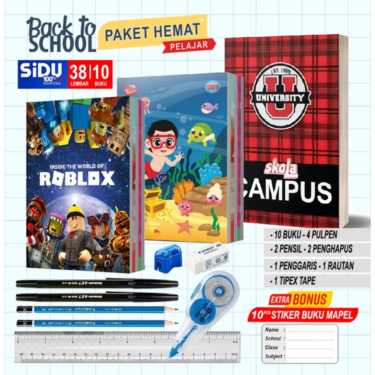 Buku Tulis Satu Paket Perlengkapan Sekolah