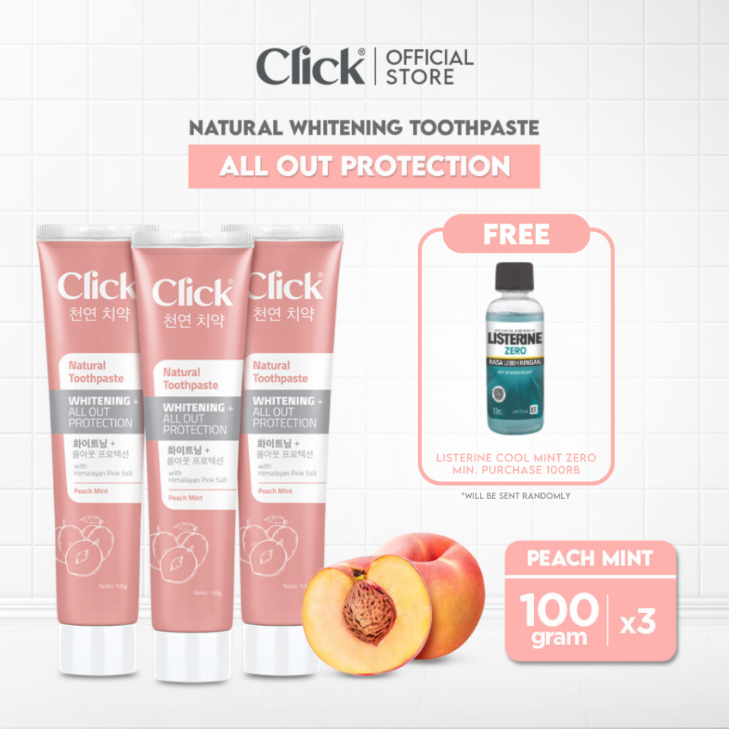 Jual Click Natural Toothpaste Whitening + All Out Protection Triple ...