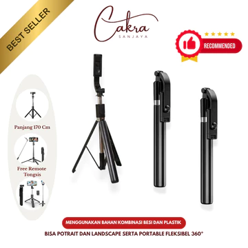 TONGSIS TRIPOD Selfie Stick R1 L Tongsis Remote Bluetooth Tripod 1.7 METER HP Iphone Android
