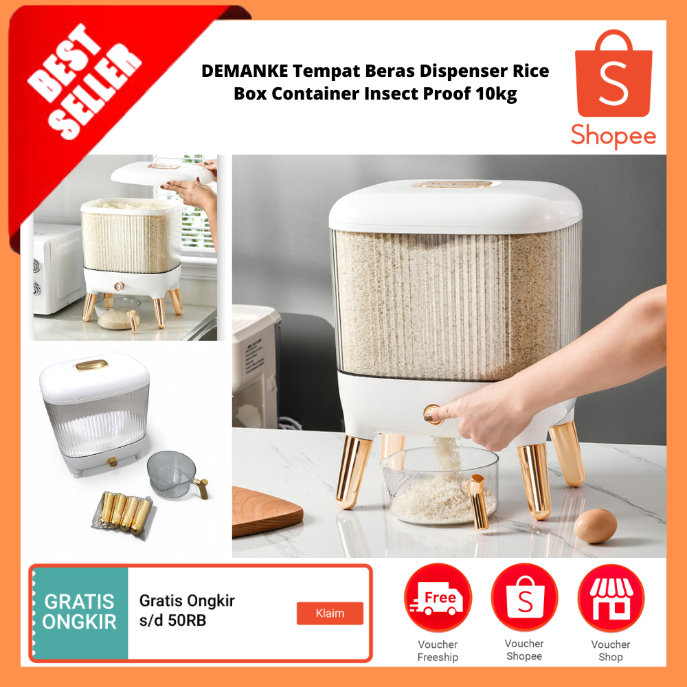 Jual Tempat Beras Dispenser Rice Box Container Insect Proof 10kg ...