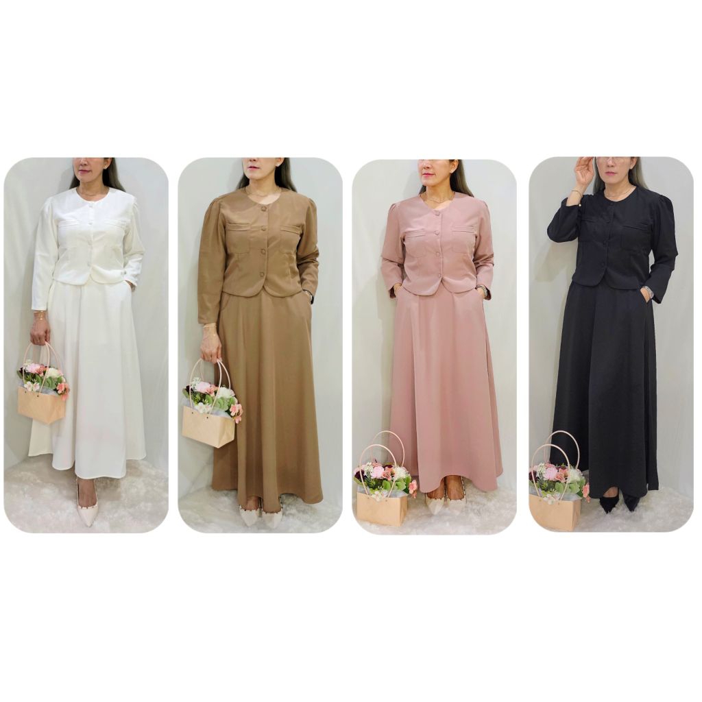 Jual setelan oneset wanita rok panjang mayung vest wanita dan baju ...