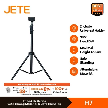 JETE Tripod H7 170cm Adjustable Standing Holder Universal Handphone Kamera Live Streaming