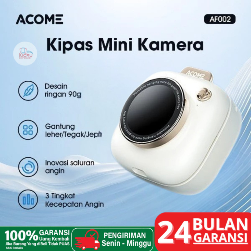 Jual Acome Portable Mini Fan Camera Style Kipas Angin Gantung Leher ...