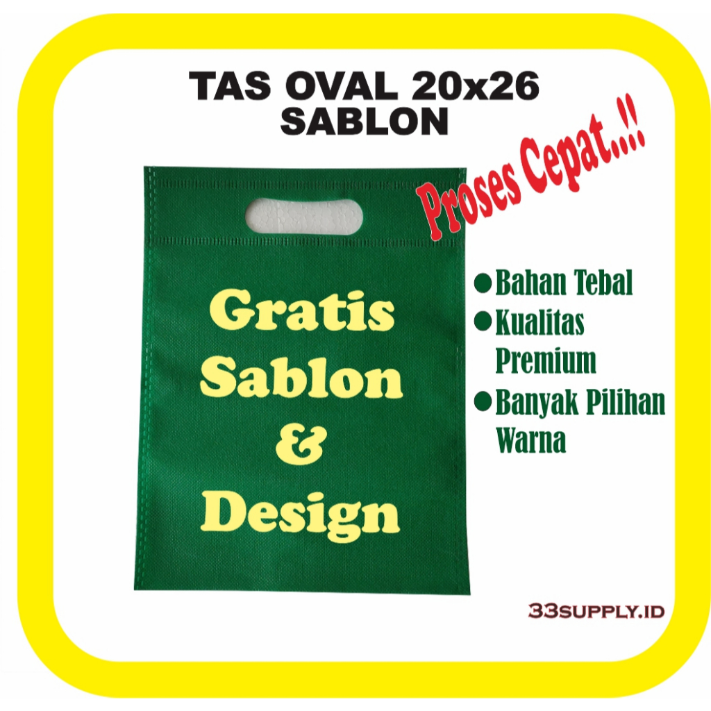 Jual Tas spunbond custom sablon / Tas oval 20x26 custom sablon / Tas ...