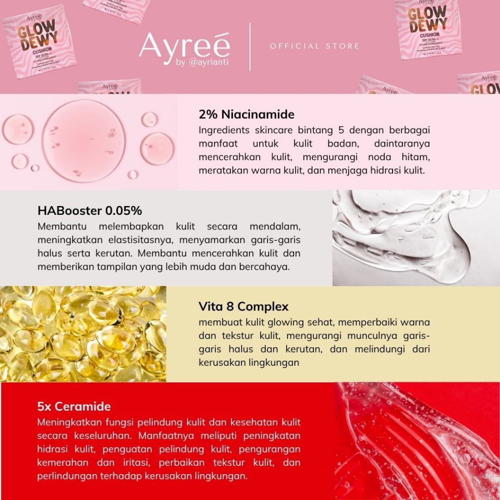 Jual Ayree Glow Dewy Cushion SPF 50 PA+++ (Cushion with Skincare Agents ...
