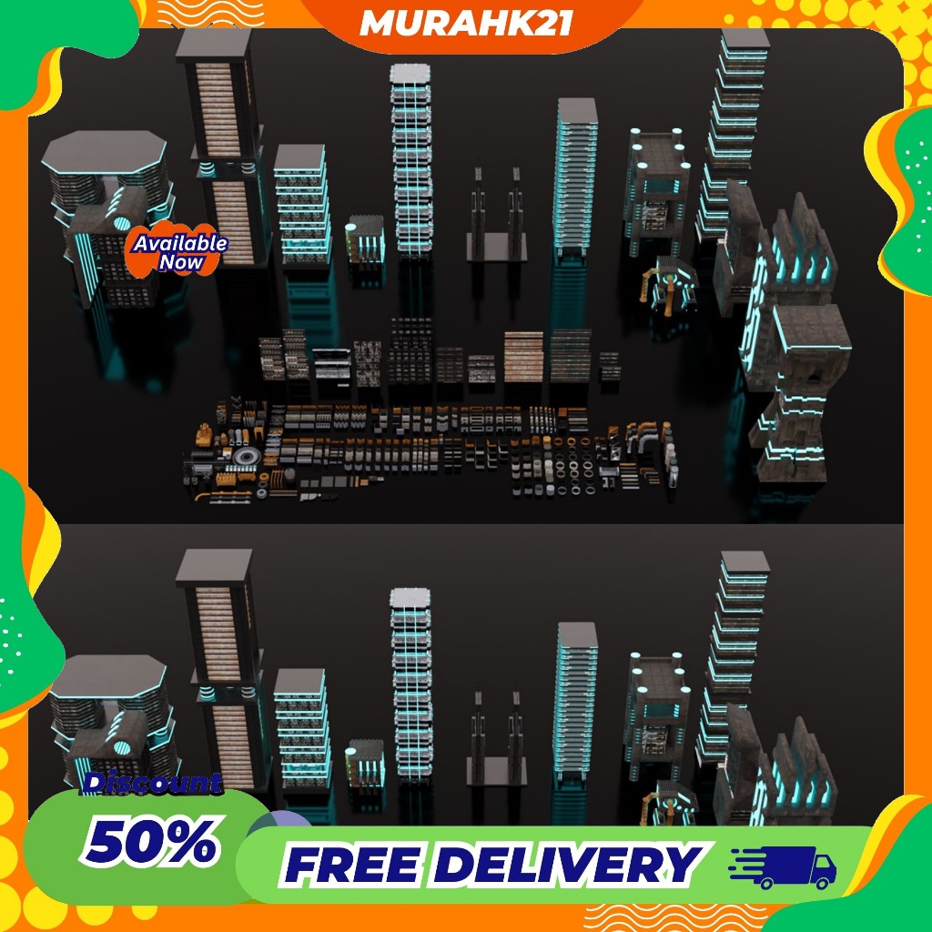 Jual Sci-Fi Building Structure Kitbash 3D Model Asset Library | Shopee ...