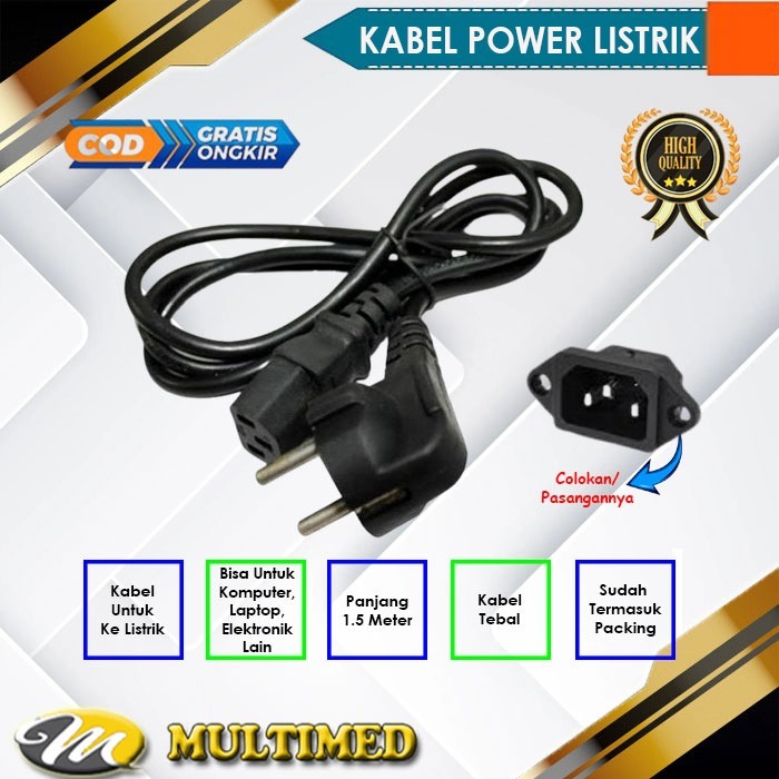 Jual Kabel Power PC Atau Komputer Panjang 1 Meter | Shopee Indonesia