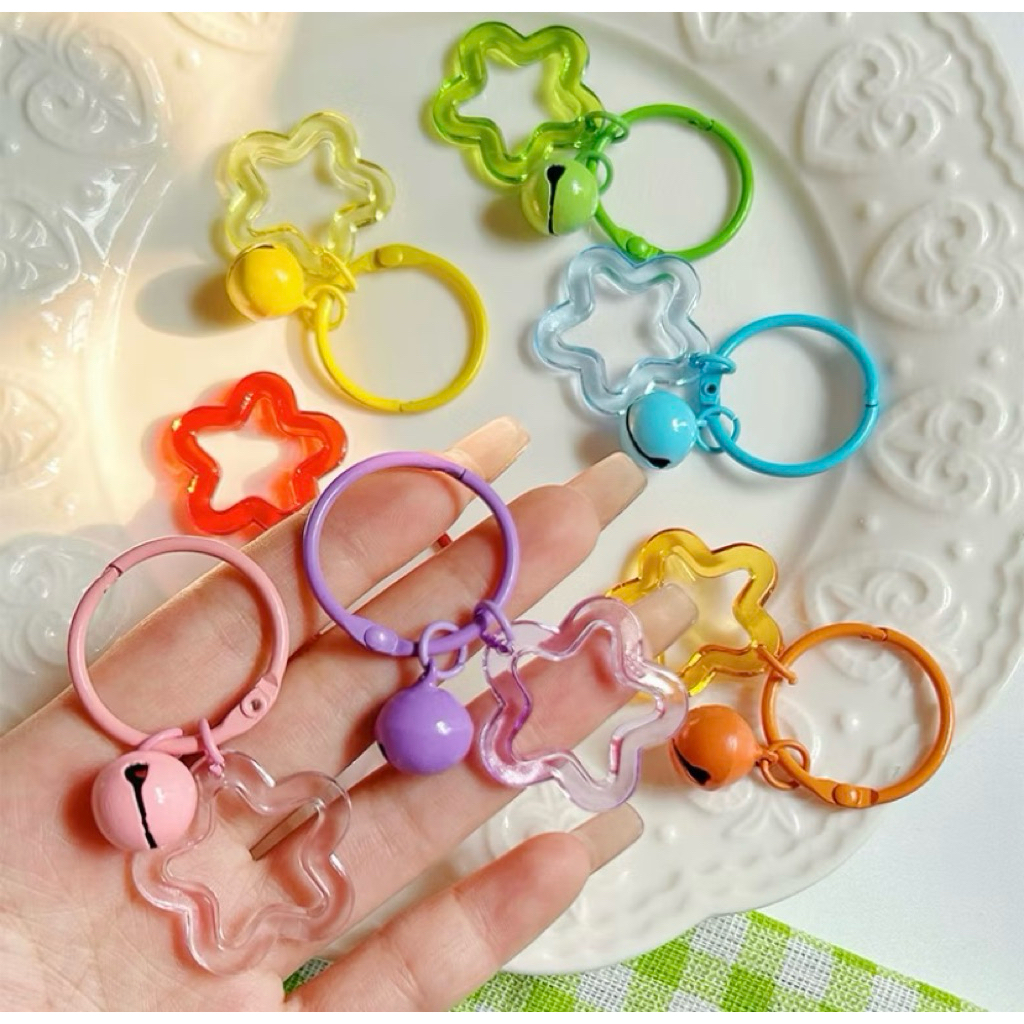 Jual bagcharm keychain bulat jelly star lonceng bell bentuk bintang ...